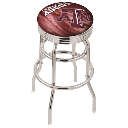 Holland Bar Stool Co 30" Chrome 2-Ring Texas A&M Swivel Bar Stool, Accent Ring L7C3C30TexA-M-D2